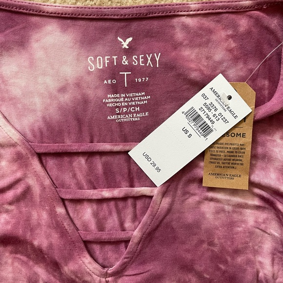 American Eagle Tie Dye Bell Sleeve Top - Picture 7 of 7